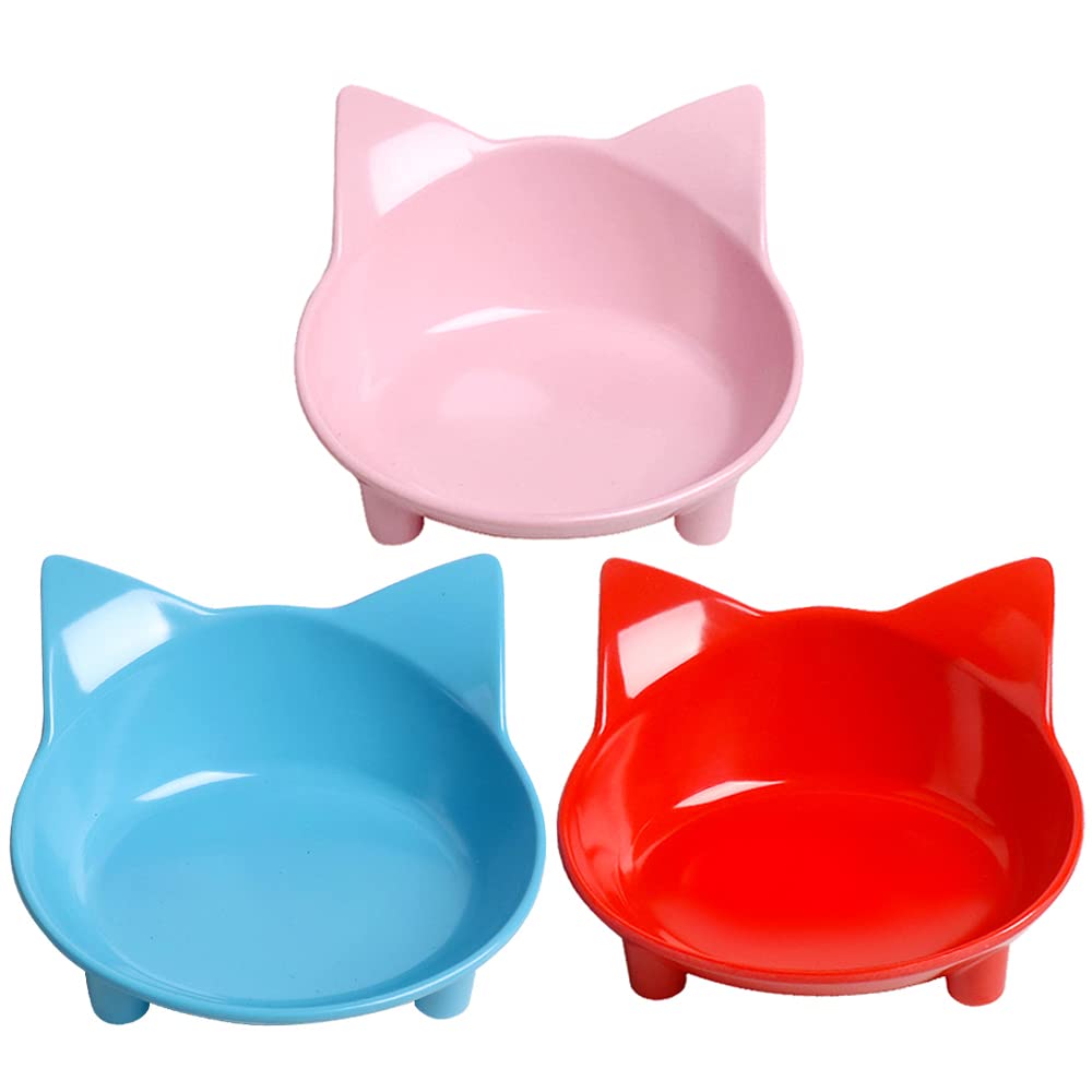 Cat Food Bowls Shallow Wide Non-Slip Whisker Friendly Dish for Indoor Cats