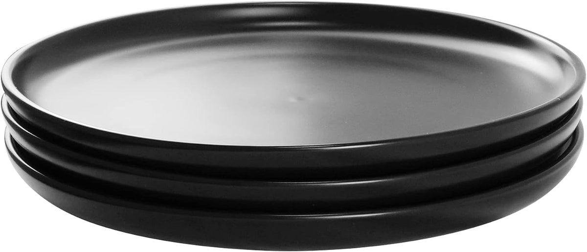 Dinner Plates 8 Inch, Matte Black Ceramic, Set of 3