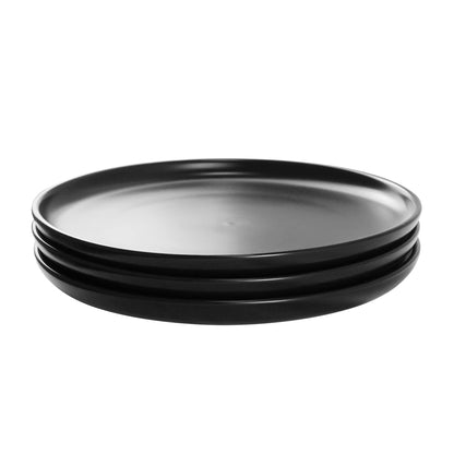 Dinner Plates 8 Inch, Matte Black Ceramic, Set of 3