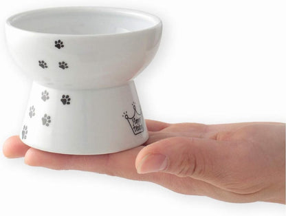 Necoichi Ceramic Elevated Cat Food Bowl, Whisker-Friendly (Cats, Mini)