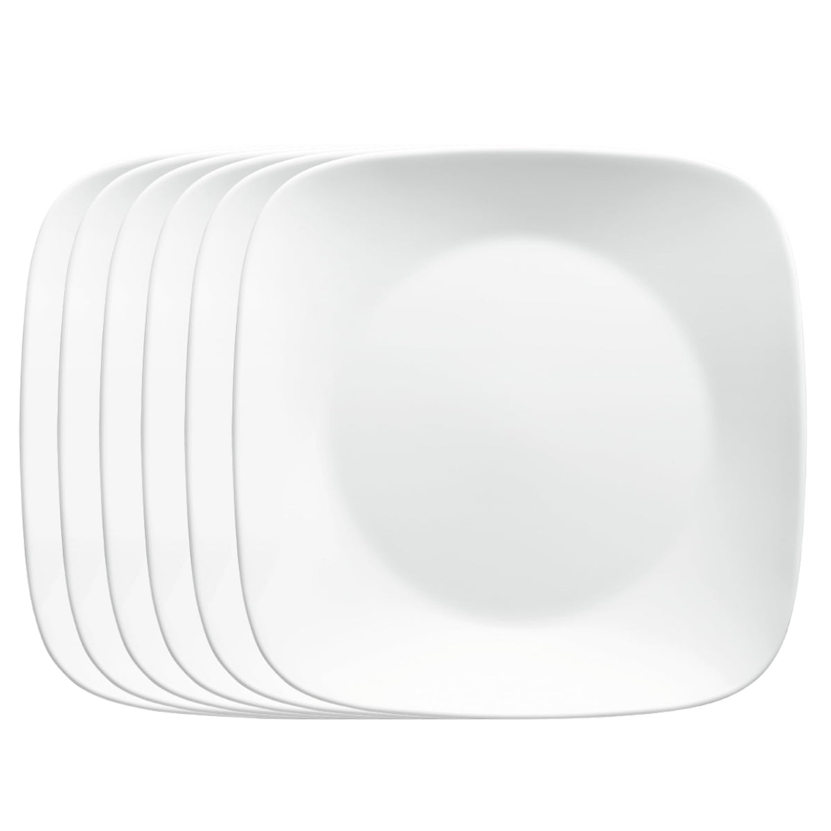 Corelle Vitrelle 6-Piece (22-Oz) Cereal Soup Bowls, Triple Layer Glass and Chip Resistant, Lightweight Square Dinnerware Bowl Set, Simple Lines