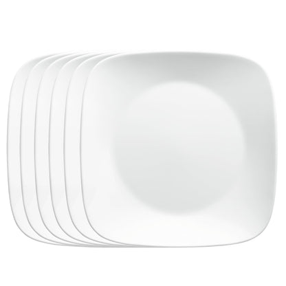 Corelle Vitrelle 6-Piece (22-Oz) Cereal Soup Bowls, Triple Layer Glass and Chip Resistant, Lightweight Square Dinnerware Bowl Set, Simple Lines