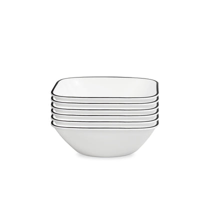 Corelle Vitrelle 6-Piece (22-Oz) Cereal Soup Bowls, Triple Layer Glass and Chip Resistant, Lightweight Square Dinnerware Bowl Set, Simple Lines