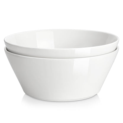 MALACASA 60 OZ Large Salad Soup Bowls Set of 4, White Ceramic Bowls