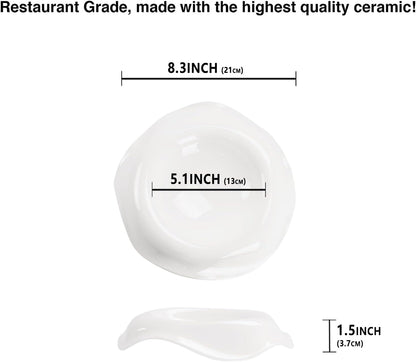 Soup Bowls, Pasta Bowls Rimmed Plates, White Salad Bowls Set of 2, Porcelain Wide Rim Bowls, 6 Oz, Microwave & Dishwasher Safe, Best for foodies and restaurants 8.3 Inch flanging