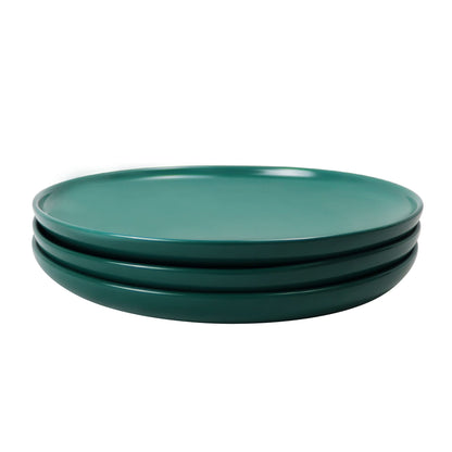Dinner Plates 8 Inch, Matte Black Ceramic, Set of 3