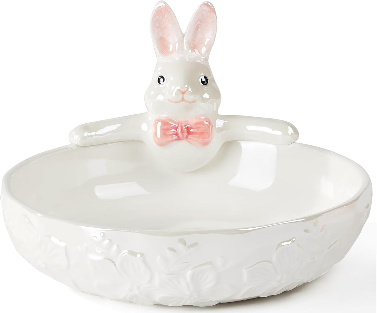 Metahom 8 Inch Easter Candy Bowl, Ceramic Bunny Candy Dish, 28 Oz