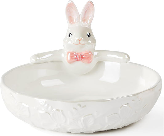 Metahom 8 Inch Easter Candy Bowl, Ceramic Bunny Candy Dish, 28 Oz