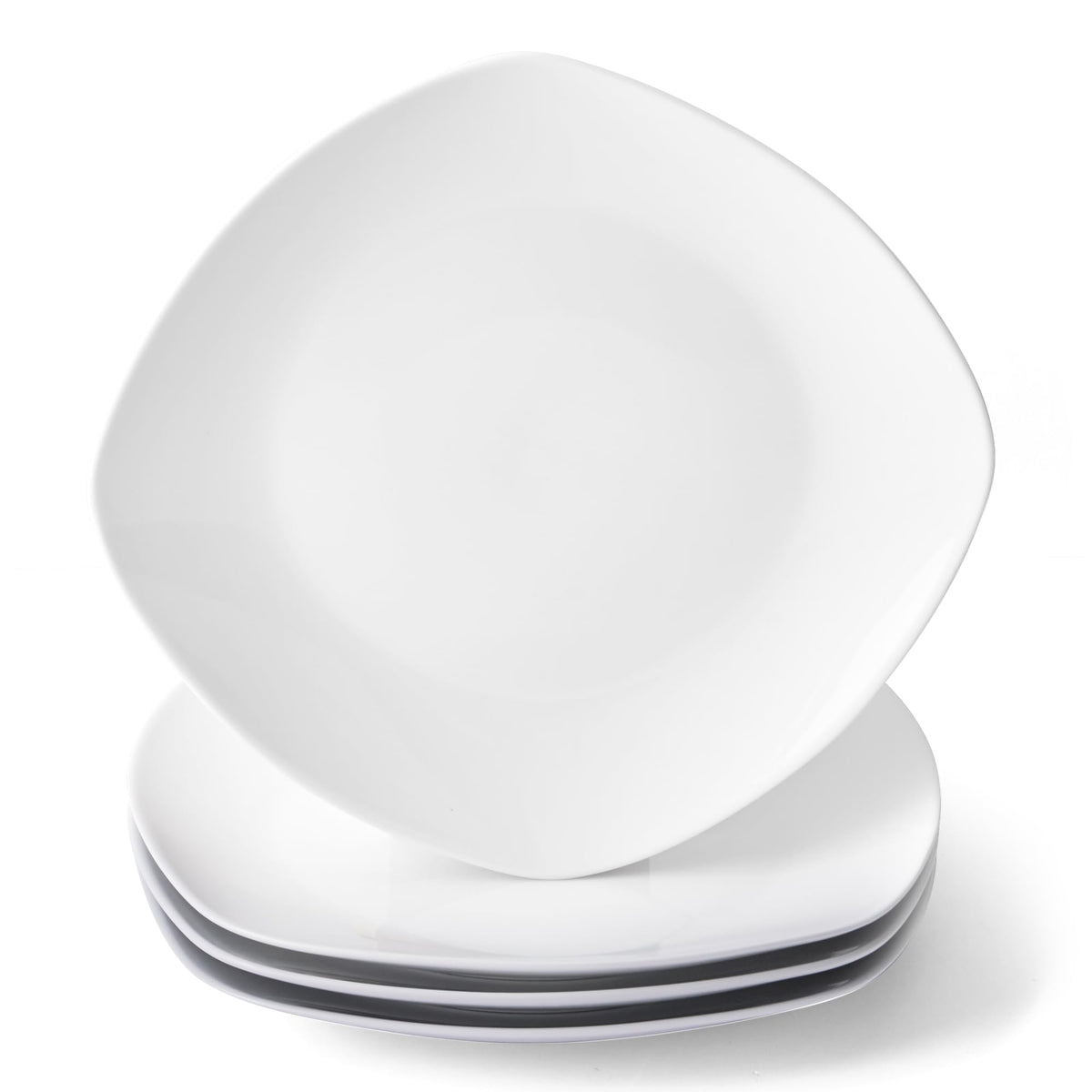 Ceramic Soup Bowls Shallow Plates, Halloween 4 Pack White Dinner Bowls Plates, Porcelain Wide Rim, 8.5" (8.5 oz) Shallow Bowls Ideal for Soup Dessert Salad and Pasta, Microwave and Dishwasher Safe