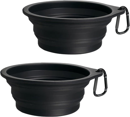 PetBonus 2-Pack Collapsible Dog Bowls, Portable Travel Dog Water Food Bowls
