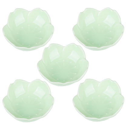 WHJY White Cherry Blossom Dish Set, Cute Pink Ceramic Plates, Sauce/Seasoning Dish, Sushi Dishes, Soy Dipping Bowl, Dessert, Appetizer Plates, Serving Dish for Kitchen Home – Set of 5
