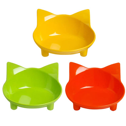 Cat Food Bowls Shallow Wide Non-Slip Whisker Friendly Dish for Indoor Cats