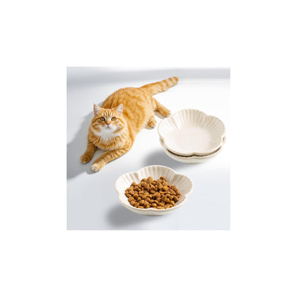 Mecaikru Ceramic Cat Food Bowls, Whisker Friendly Shallow Plates Set of 3