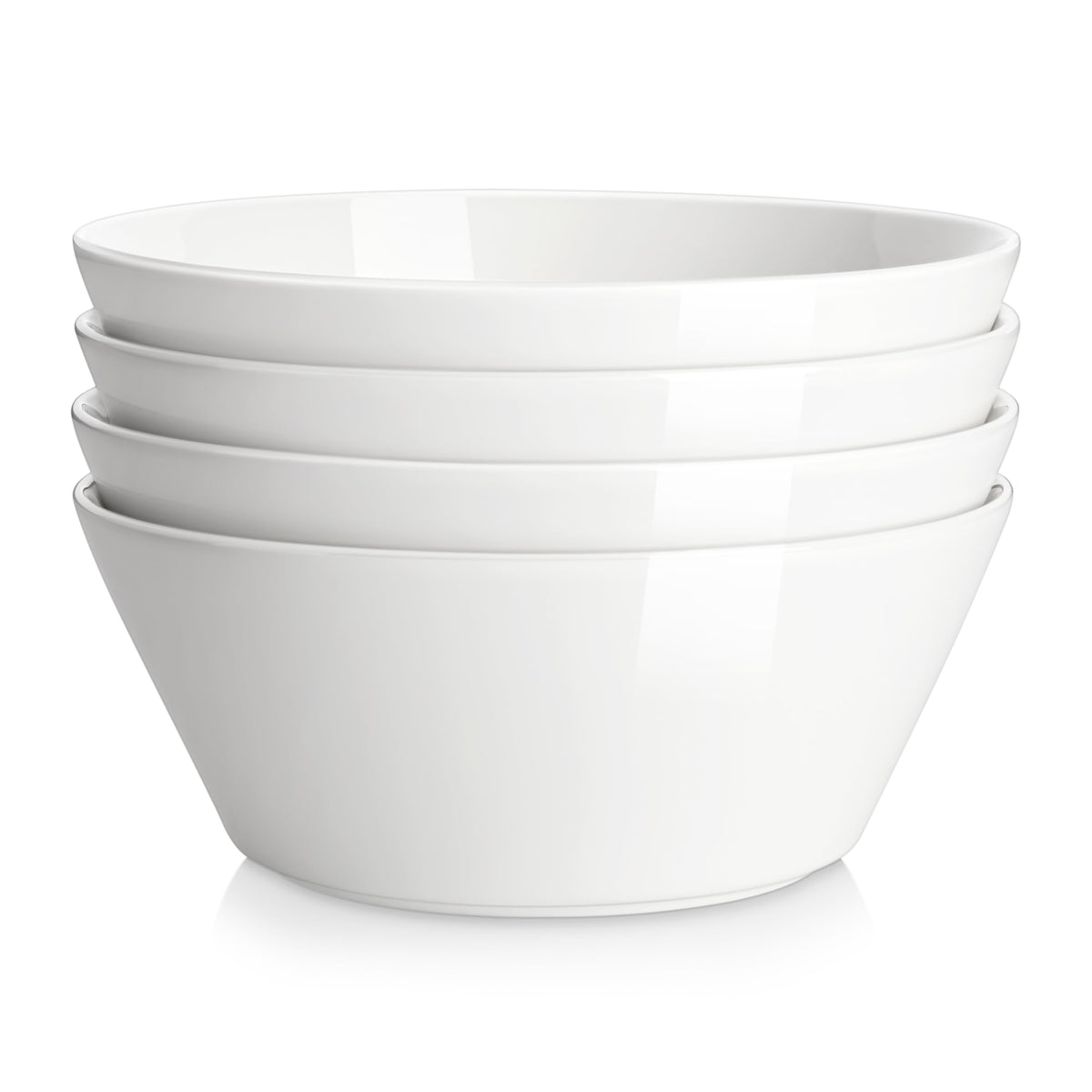 MALACASA 60 OZ Large Salad Soup Bowls Set of 4, White Ceramic Bowls