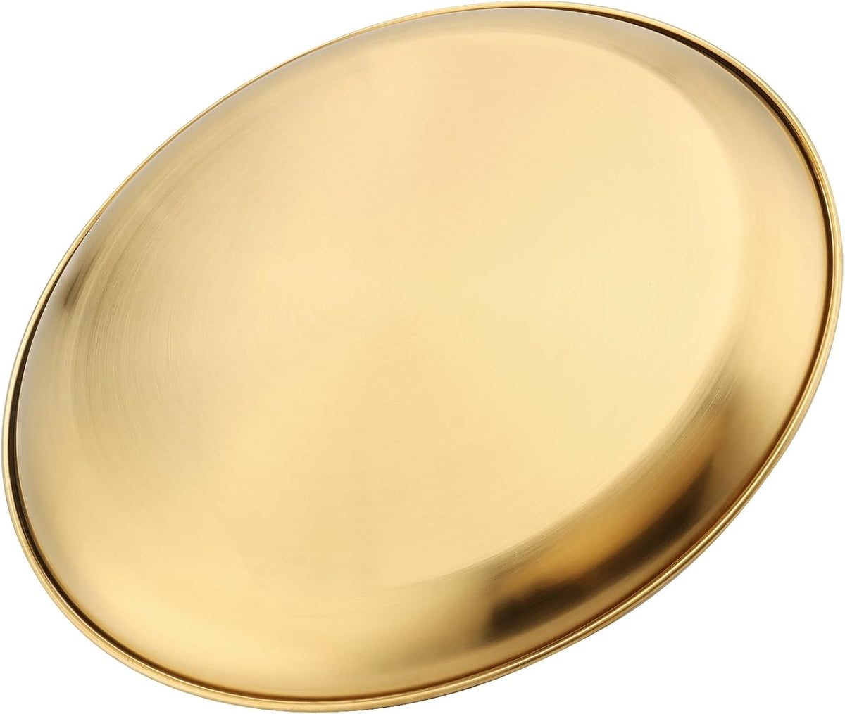 MUKCHAP 6PCS 12 Inch Gold Stainless Steel Plates, Flat Metal Dishes, Camping Serving Dinner Plates for Snack, BBQ