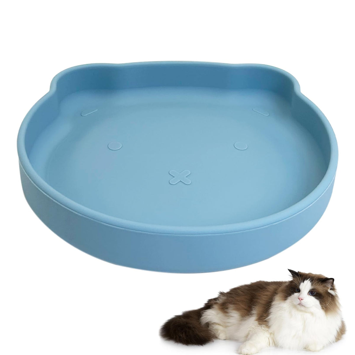 Silicone Cat Food Bowl Shallow Dishes 5.9in Wide Cats Bowls Set of 2 Kitty Plates Relief Whisker Fatigue Puppy Feeding Bowl for Dry Food and Wet Food Indoor (Round Green)