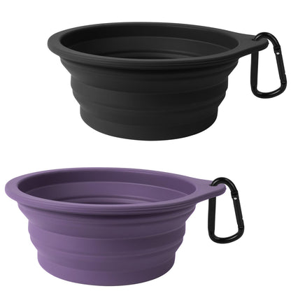 PetBonus 2-Pack Collapsible Dog Bowls, Portable Travel Dog Water Food Bowls