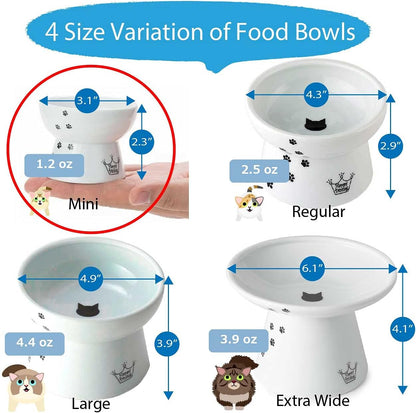 Necoichi Ceramic Elevated Cat Food Bowl, Whisker-Friendly (Cats, Mini)