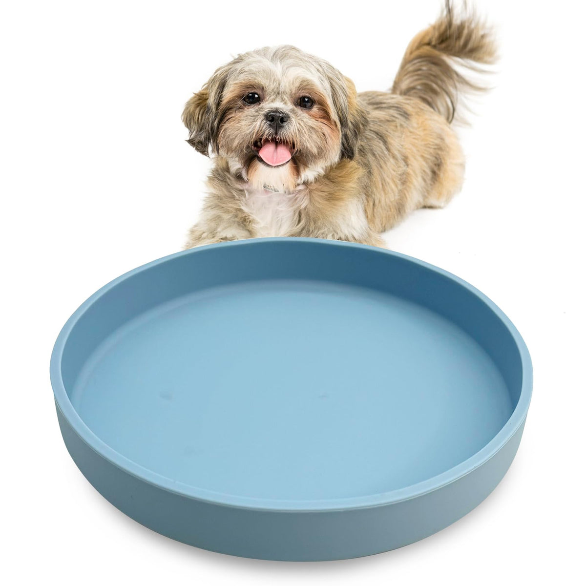 Silicone Cat Food Bowl Shallow Dishes 5.9in Wide Cats Bowls Set of 2 Kitty Plates Relief Whisker Fatigue Puppy Feeding Bowl for Dry Food and Wet Food Indoor (Round Green)