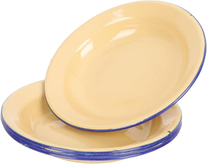 Kichvoe Enamel Plates 5.51 Inch Enamelware Fruit Shallow Plate Dessert Plate Pastry Entertaining Tray 4 Pack Serving Dish for Family Gatherings Afternoon Tea Restaurants Cafes Homes