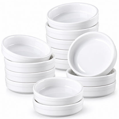 ONEMORE 4 oz Ramekins Oven Safe, Ceramic Ramekins for Creme Brulee, Custard, Pudding, Souffle, Blue Shallow Ramekin Dishes, Small Porcelain Ramekin Set of 6 for Baking & Serving