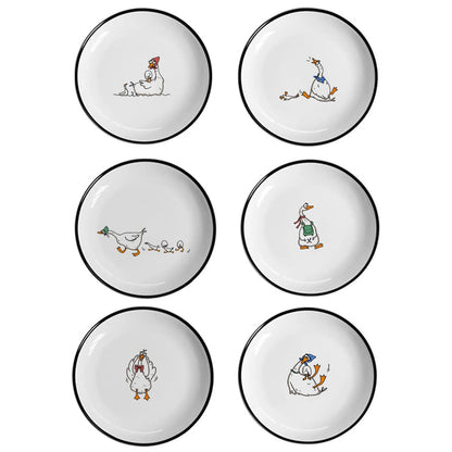 Funny Fidgety Chef Cat Pattern Ceramic Sauce Dishes, Seasoning Dishes, Sushi Soy Dipping Bowls, Appetizer Plates, Dessert Plates, Bird Feeding Bowls, Set of 6 - 5 Inch