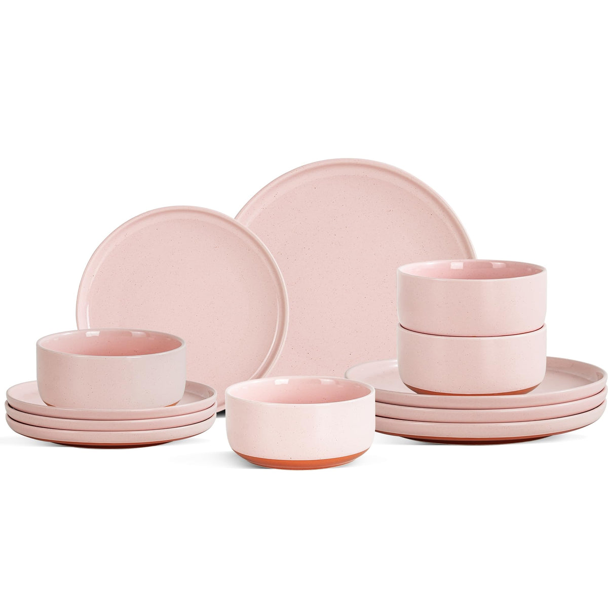 Ceramic Dinner Plates, 10.25 Inch, Set for 4, Elegant Green