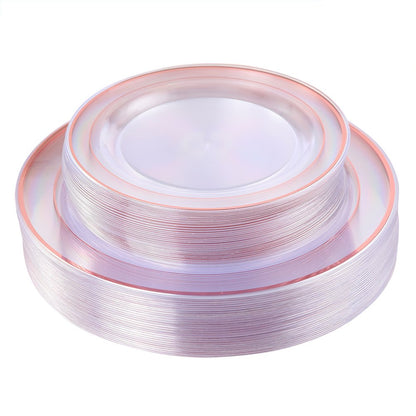 I00000 102 Pcs Silver Plastic Plates, Premium Silver Disposable Plates