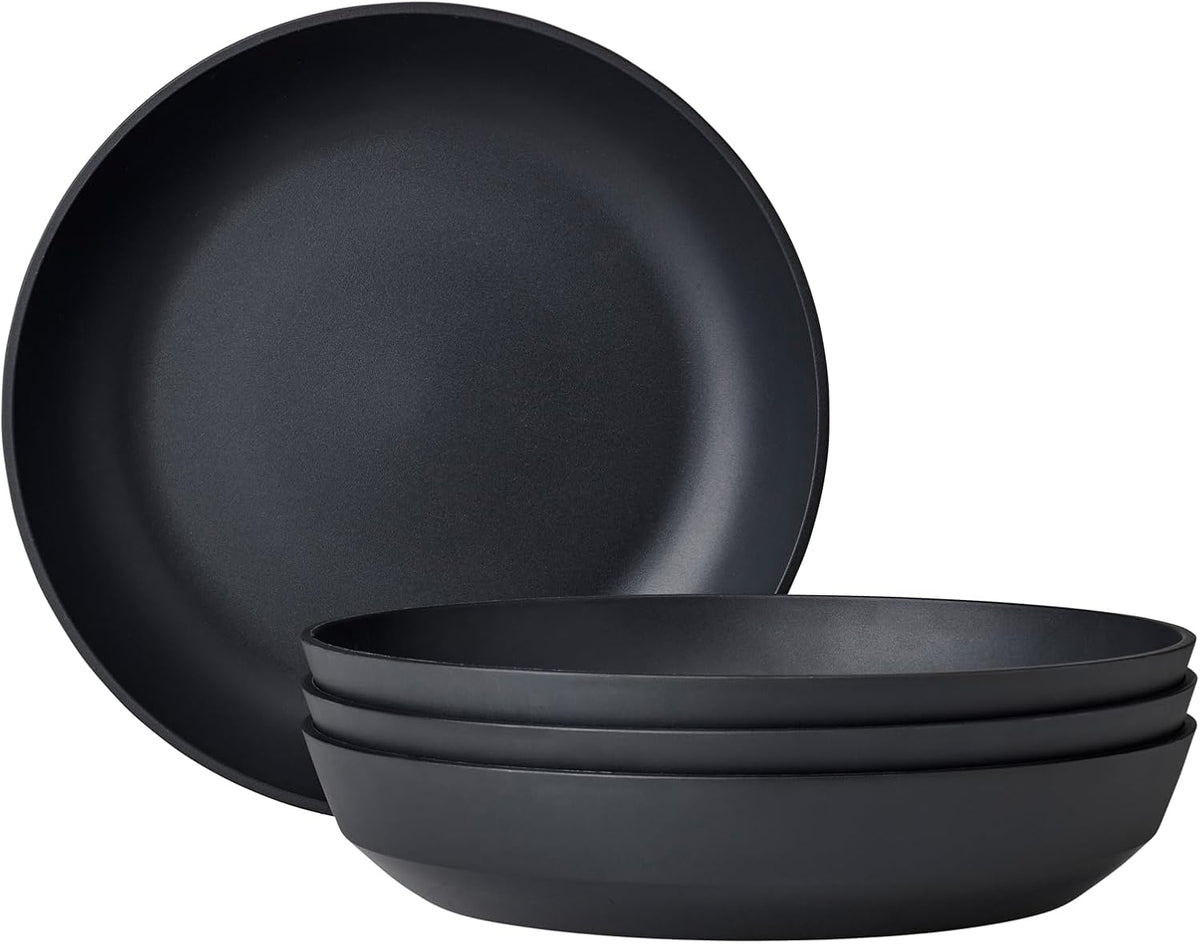 Mepal - Deep plate 4 pieces Silueta - Dishwasher & microwave resistant - Plastic plates - Dinner plates - Tableware - 21 cm - Nordic black
