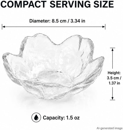 12 Clear Glass Sakura Dipping Bowls, 3.4-Inch Soy Sauce Dishes