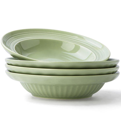 Wide Rim Soup Bowls Set of 4, 11 oz, 8 Inch Cream Beige