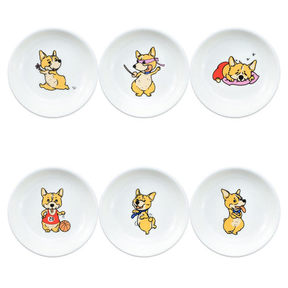 Funny Fidgety Chef Cat Pattern Ceramic Sauce Dishes, Seasoning Dishes, Sushi Soy Dipping Bowls, Appetizer Plates, Dessert Plates, Bird Feeding Bowls, Set of 6 - 5 Inch