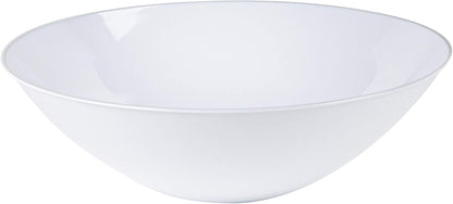 [16 OZ 40 Count] White Plastic Organic Party Soup bowls With Silver Rim Premium heavyweight Elegant Disposable Tableware Dishes