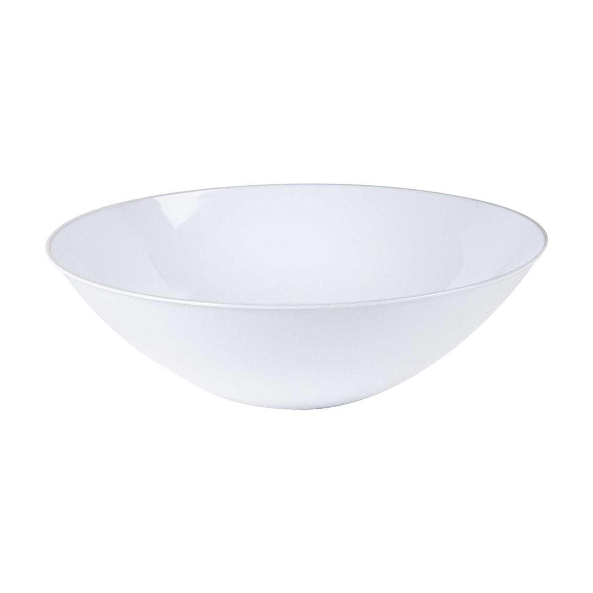 [16 OZ 40 Count] White Plastic Organic Party Soup bowls With Silver Rim Premium heavyweight Elegant Disposable Tableware Dishes