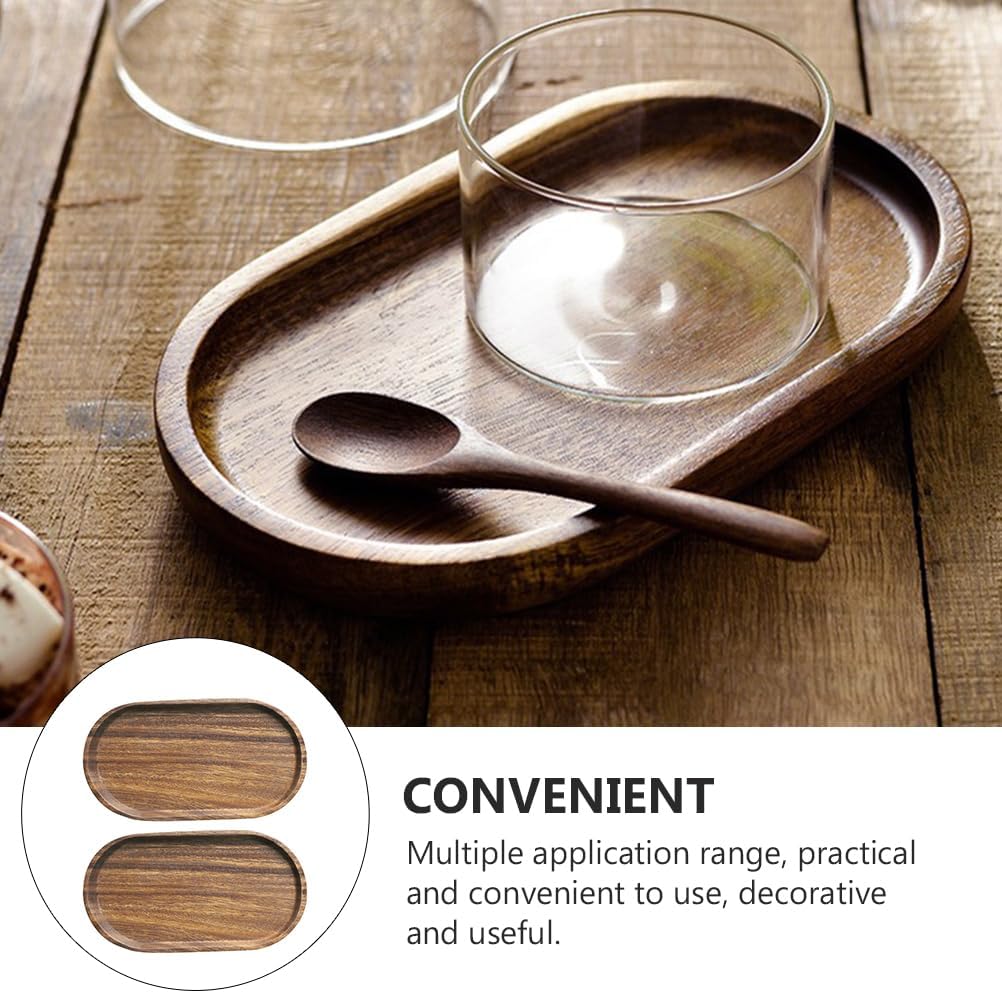OUNONA Wooden Serving Trays and Platters Set 7.87X4.64 Inch Oval Decorative Wood Tray for Food Display Snack Plates Dessert Serving Dish