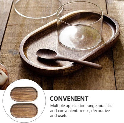 OUNONA Wooden Serving Trays and Platters Set 7.87X4.64 Inch Oval Decorative Wood Tray for Food Display Snack Plates Dessert Serving Dish