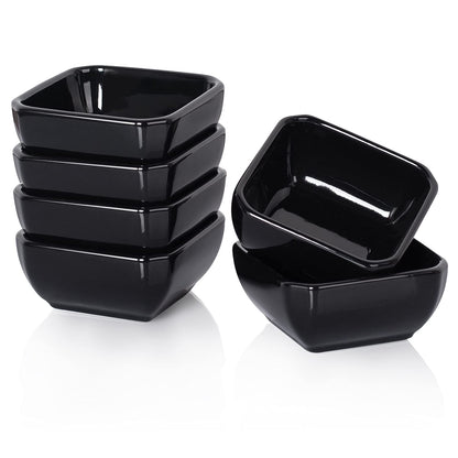 DELLING 3 Oz Ceramic Dipping Bowls Set of 6, Porcelain Soy Sauce Dish - White Dip Bowls for Charcuterie Board Cups, Small Sauce Cups for Condiment Ketchup BBQ, Dipping Sauce Cups Dishwasher Safe