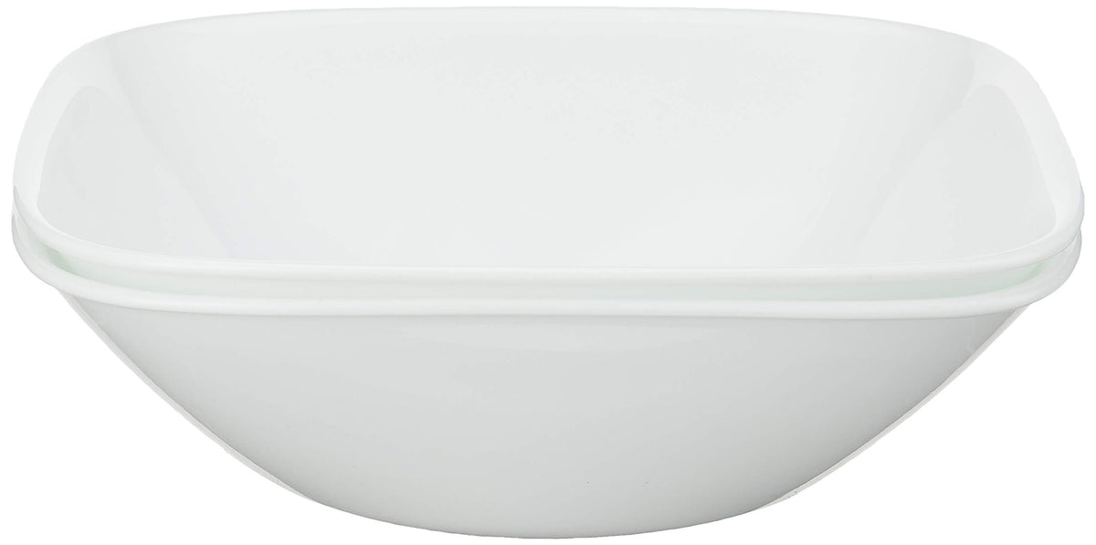 Corelle 4-Pc Meal Bowls Set Service for 4, Durable and Eco-Friendly 9-1/4-Inch Glass Bowls, Compact Stack Bowl Set, Microwave and Dishwasher Safe, White, 46 Ounces