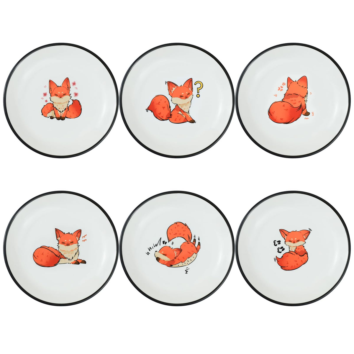 SOCOSY Super Cute Cartoon Animal Ceramic Sauce Dishes, Seasoning Dishes, Little Cat Dog Bird Feeding Bowls, Sushi Soy Dipping Bowls, Appetizer Plates, Dessert Plates, Set of 6-Cats-5 Inch