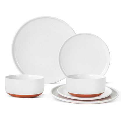 Ceramic Dinner Plates, 10.25 Inch, Set for 4, Elegant Green