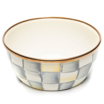 MACKENZIE-CHILDS Enamel Pinch Bowl, Small Bowl for Cooking Ingredients, 1.5-Cup Capacity, Wild Rose Slate