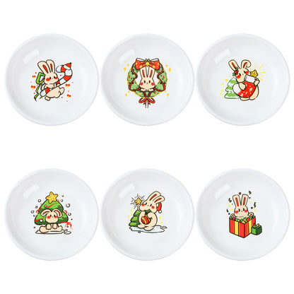SOCOSY Super Cute Cartoon Animal Ceramic Sauce Dishes, Seasoning Dishes, Little Cat Dog Bird Feeding Bowls, Sushi Soy Dipping Bowls, Appetizer Plates, Dessert Plates, Set of 6-Cats-5 Inch