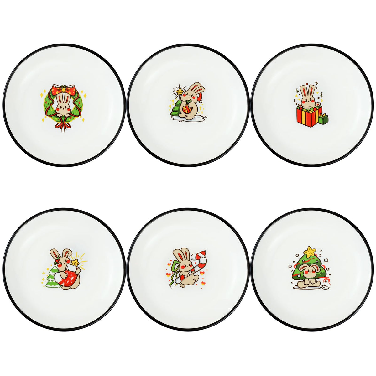 SOCOSY Super Cute Cartoon Animal Ceramic Sauce Dishes, Seasoning Dishes, Little Cat Dog Bird Feeding Bowls, Sushi Soy Dipping Bowls, Appetizer Plates, Dessert Plates, Set of 6-Cats-5 Inch