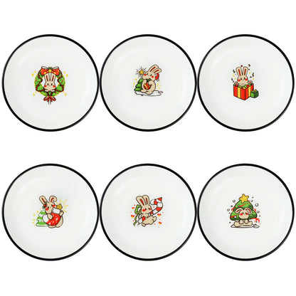 SOCOSY Super Cute Cartoon Animal Ceramic Sauce Dishes, Seasoning Dishes, Little Cat Dog Bird Feeding Bowls, Sushi Soy Dipping Bowls, Appetizer Plates, Dessert Plates, Set of 6-Cats-5 Inch