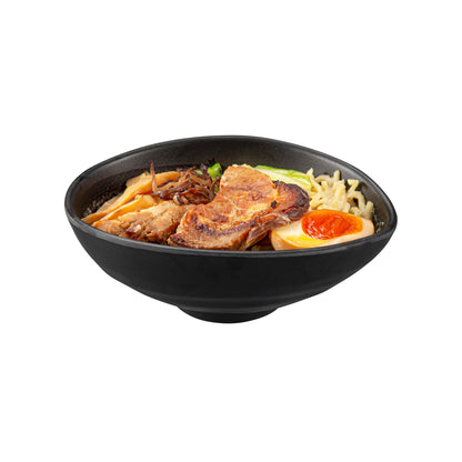 Restaurantware Voga 44 Ounce Serving Bowls 2 Premium Dinner Bowls - Top Rack Dishwashable Unique Black Melamine Salad Bowls Serve Hot And Cold Foods For Parties Or Events