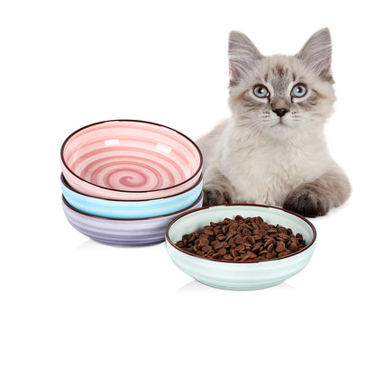 Selamica Ceramic Cat Bowls Set of 6, 5.6 Inch Cat Food Bowl, Gradient Blue