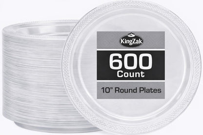 Silver Solid Color Premium Heavy Weight Plastic Dinner Plate (9") 50 Count - Premium Plastic, Elegant & Durable, Perfect for Events