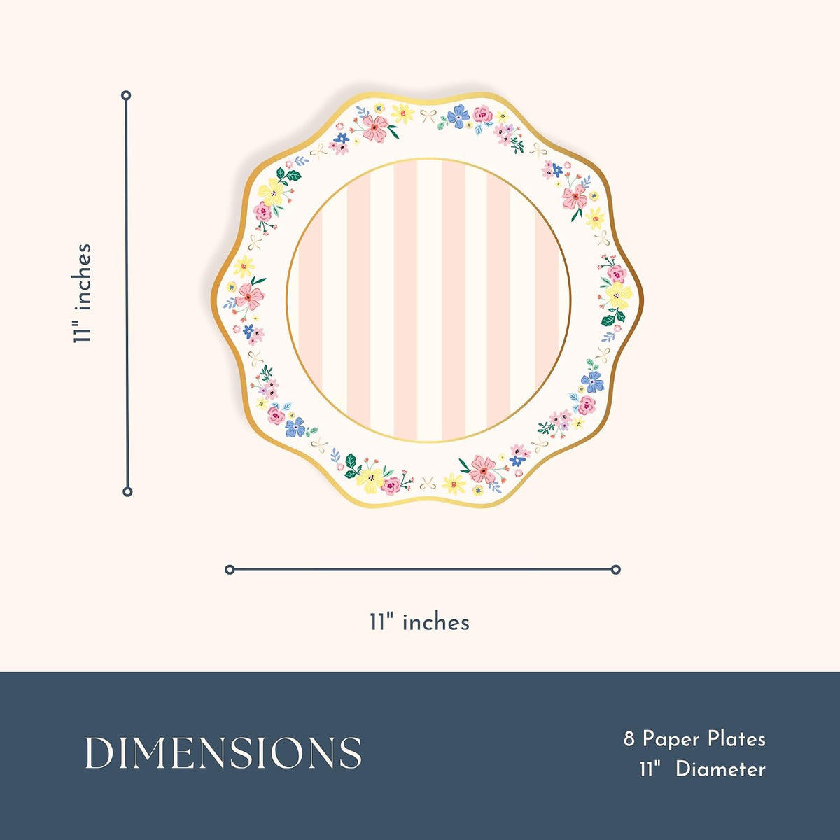 Bonjour Fête Multicolor Elegant Floral Dinner Plates, Pack of 8, 10.75"