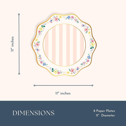 Bonjour Fête Multicolor Elegant Floral Dinner Plates, Pack of 8, 10.75"