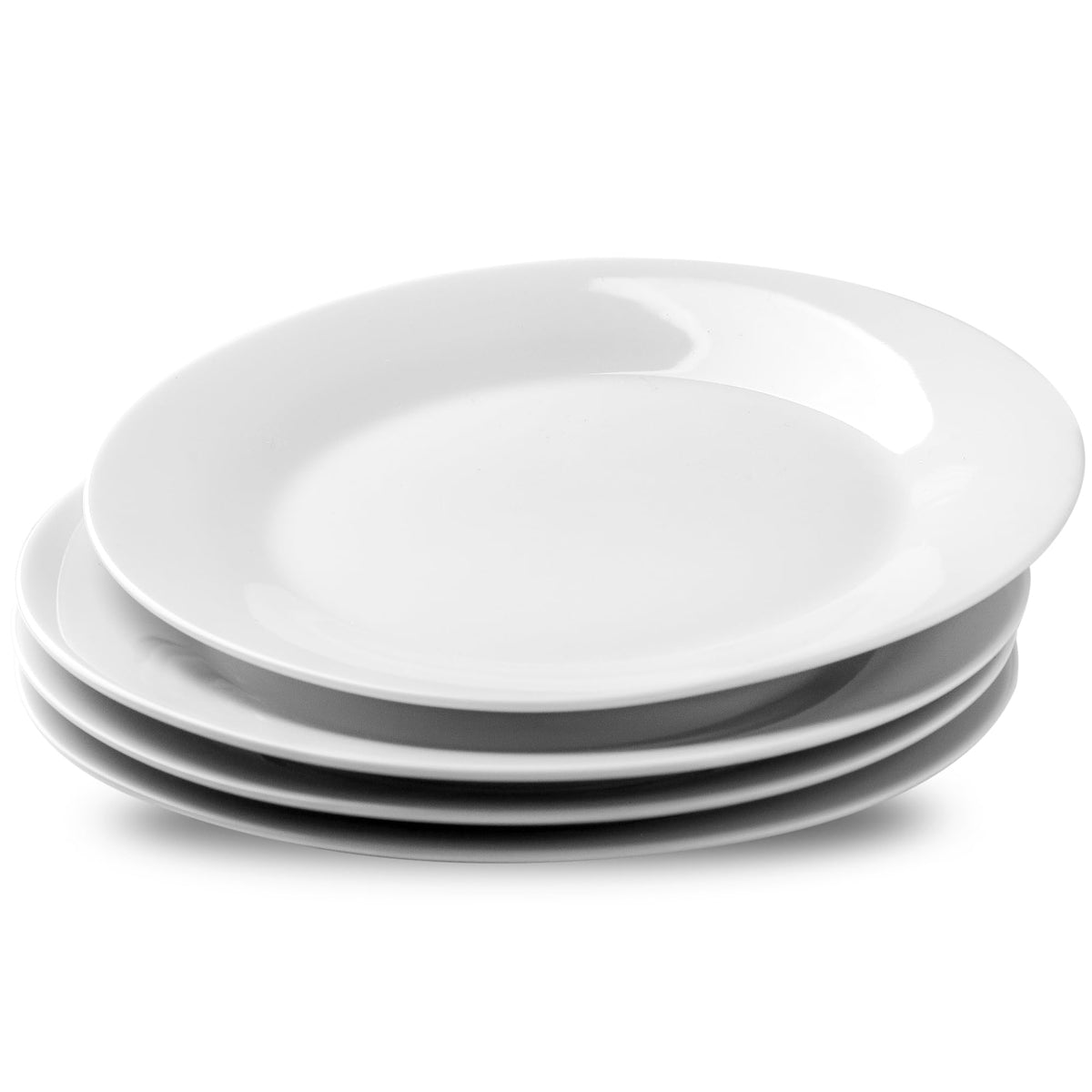 fMBB Ceramic White Dinner Plates Set of 4, Porcelain Square 7.5 inch Dessert Dishes, Serving Flat Plates Salad Dishes - Scratch Resistant, Dishwasher, Microwave, Oven Safe